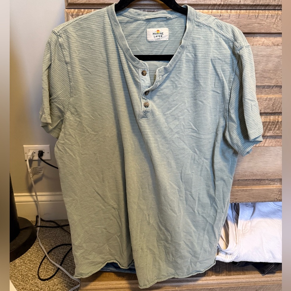 Green Henley Marine Layer Shirt
